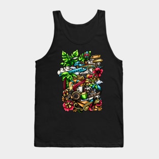 Travelling Doodle Illustration Tank Top